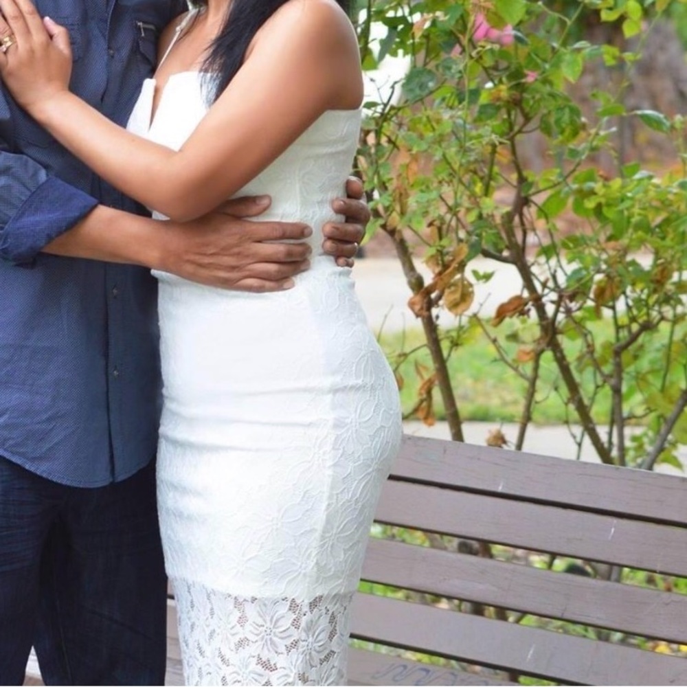 White midi dress with detachable straps